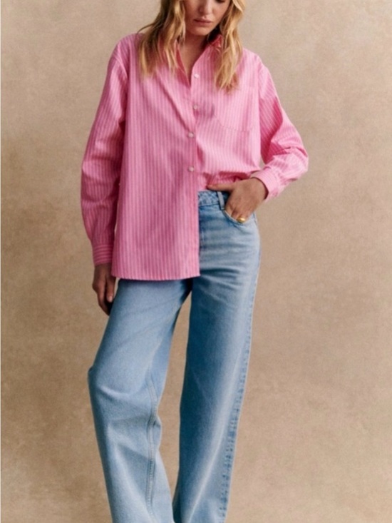 Sezane Denim - Sezane High-Rise Wide-Leg Jeans in Light Blue